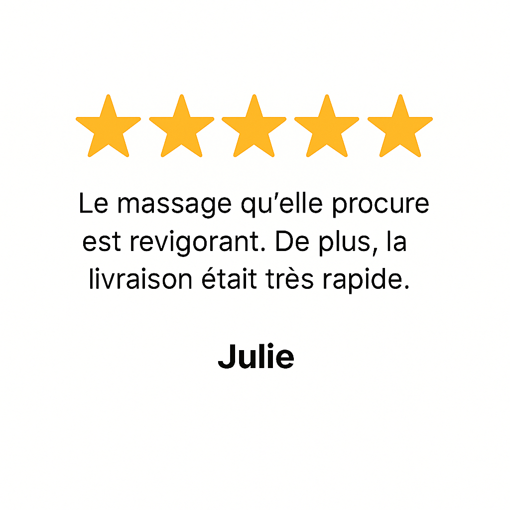 Avis 5 étoiles de julie sur la brosse capillaire électrique Zouna pour stimuler la pousse des cheveux